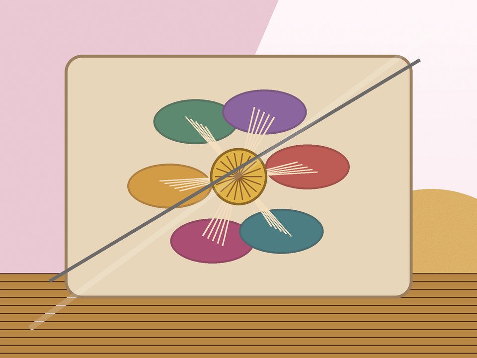 Unieke skakelillustrasie vir Hoe maak u ’n eenvoudige slow-stitch-blom?