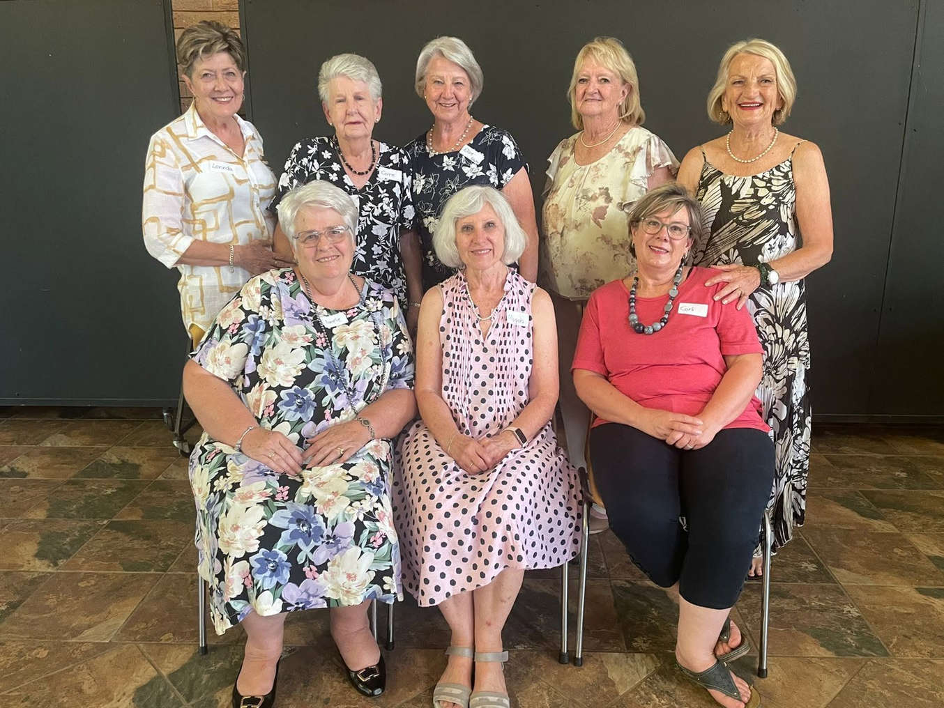 Groepsfoto van VLU Bailliepark-lede: Lorinda Noeth, Corrie Terblanche, Elize Schutte, Elna van Dyk, Leonie Wright, Annelie Botha, Magda Kotzee en Corli Swart.